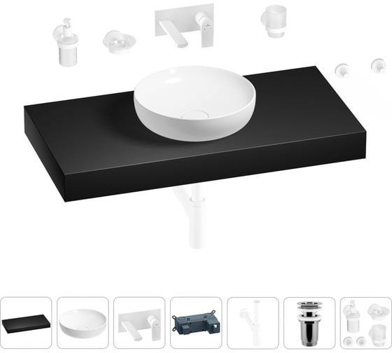 Раковина Wellsee 42 см со столешницей 100 смChalice Perfectionв наборе 9 в 1 201010225 1