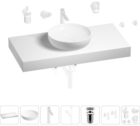 Раковина Wellsee 42 см со столешницей 100 смChalice Perfectionв наборе 10 в 1 201010200 1