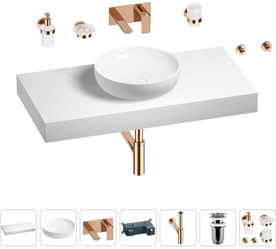 Раковина Wellsee 42 см со столешницей 100 смChalice Perfectionв наборе 9 в 1 201010204 1