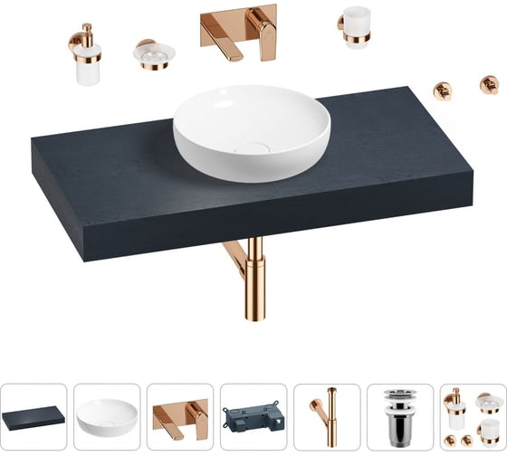 Раковина Wellsee 42 см со столешницей 100 смChalice Perfectionв наборе 9 в 1 201010144 1