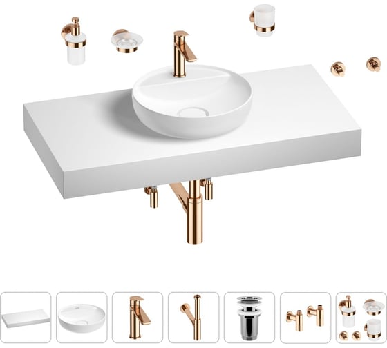 Раковина Wellsee 42 см со столешницей 100 смChalice Perfectionв наборе 10 в 1 201010574 1