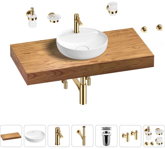 Раковина 42 см со столешницей 100 см Wellsee Chalice Perfection в наборе 10 в 1 201010558 1