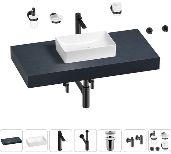 Раковина Wellsee 42 см со столешницей 100 смPure BY201010817 в наборе 10 в 1 201010817 1