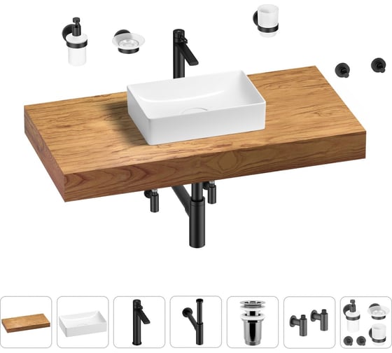 Раковина 42 см со столешницей 100 см Wellsee Pure BY Wellsee в наборе 10 в 1 201010832