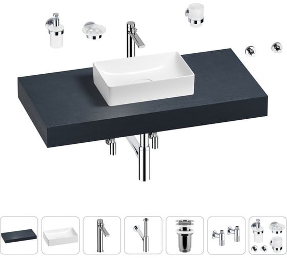 Раковина Wellsee 42 см со столешницей 100 смPure BY201010816 в наборе 10 в 1 201010816 1