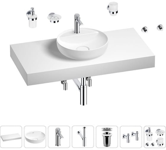 Раковина Wellsee 42 см со столешницей 100 смChalice Perfectionв наборе 10 в 1 201010576 1