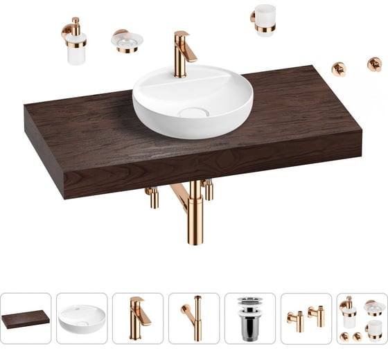 Раковина Wellsee 42 см со столешницей 100 смChalice Perfectionв наборе 10 в 1 201010564 1