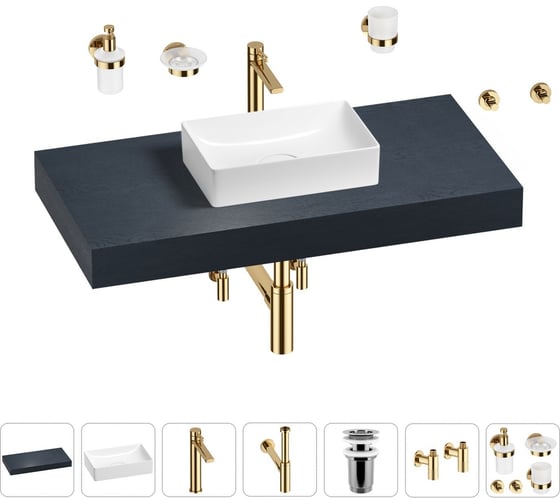 Раковина Wellsee 42 см со столешницей 100 смPure BY201010818 в наборе 10 в 1 201010818 1