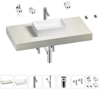 Раковина Wellsee 42 см со столешницей 100 смPure BY201010801 в наборе 10 в 1 201010801