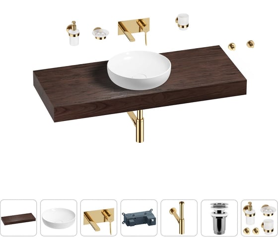 Раковина Wellsee 42 см со столешницей 120 смChalice Perfectionв наборе 9 в 1 201010308 1