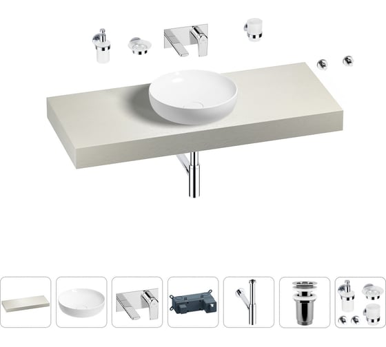 Раковина Wellsee 42 см со столешницей 120 смChalice Perfectionв наборе 9 в 1 201010241 1