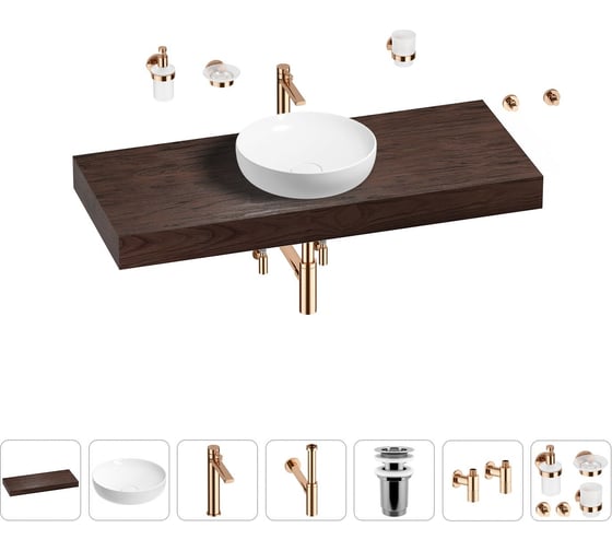 Раковина Wellsee 42 см со столешницей 120 смChalice Perfectionв наборе 10 в 1 201010299 1