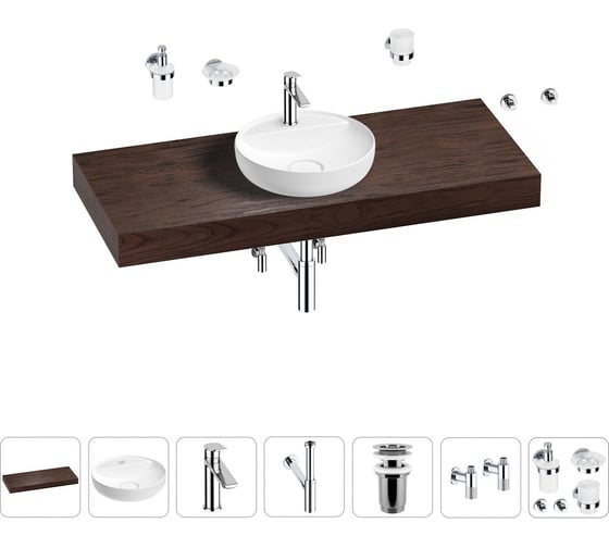 Раковина Wellsee 42 см со столешницей 120 смChalice Perfectionв наборе 10 в 1 201010621 1