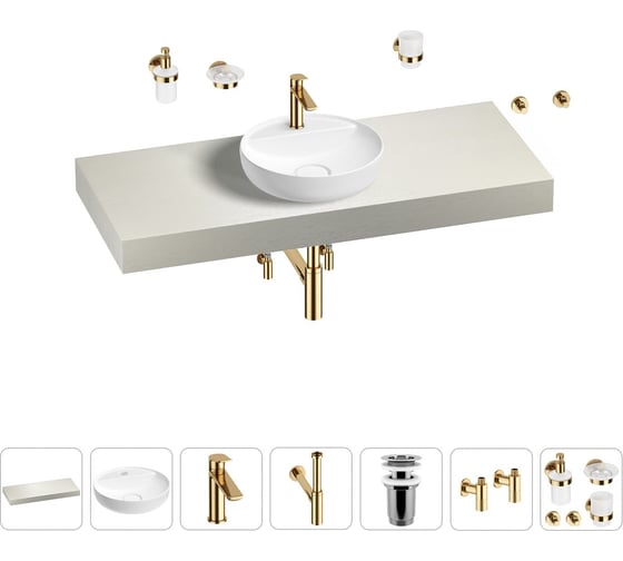 Раковина Wellsee 42 см со столешницей 120 смChalice Perfectionв наборе 10 в 1 201010593 1