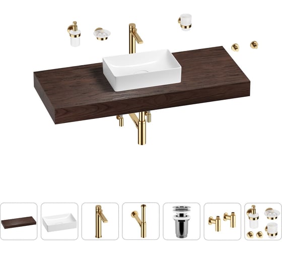 Раковина Wellsee 42 см со столешницей 120 смPure BY201010938 в наборе 10 в 1 201010938 1