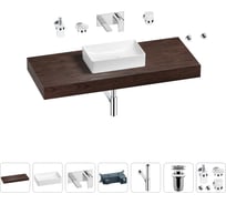 Раковина Wellsee 42 см со столешницей 120 смPure BY201010941 в наборе 9 в 1 201010941