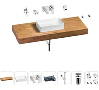 Раковина 42 см со столешницей 120 см Wellsee Pure BY Wellsee в наборе 9 в 1 201010926