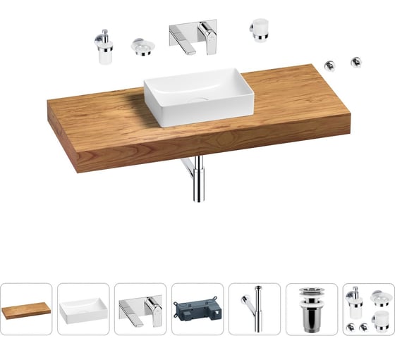 Раковина 42 см со столешницей 120 см Wellsee Pure BY Wellsee в наборе 9 в 1 201010926 1