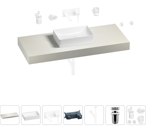 Раковина Wellsee 42 см со столешницей 120 смPure BY201010905 в наборе 9 в 1 201010905 1