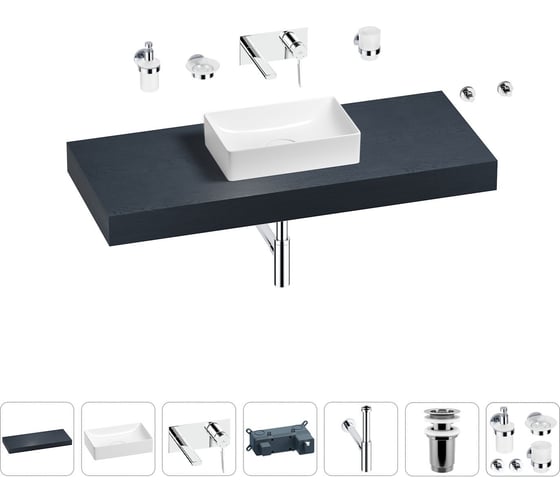 Раковина Wellsee 42 см со столешницей 120 смPure BY201010916 в наборе 9 в 1 201010916 1