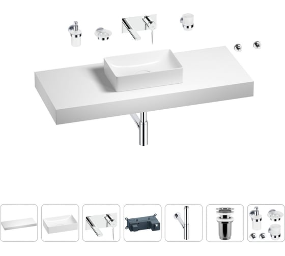 Раковина 42 см со столешницей 120 см Wellsee Pure BY Wellsee в наборе 9 в 1 201010961 1