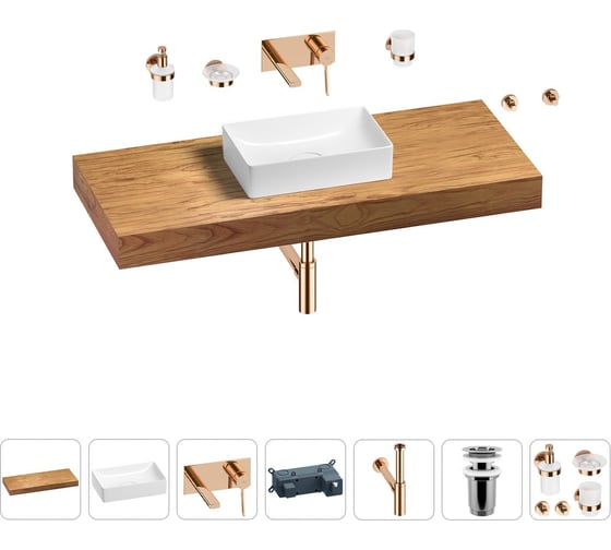 Раковина 42 см со столешницей 120 см Wellsee Pure BY Wellsee в наборе 9 в 1 201010934 1
