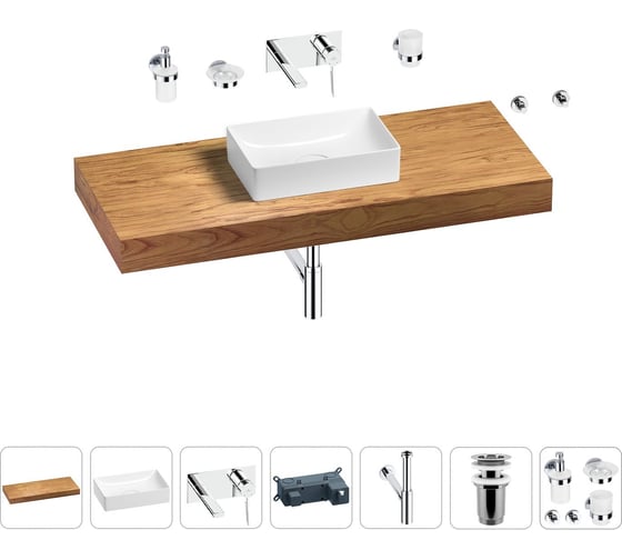 Раковина 42 см со столешницей 120 см Wellsee Pure BY Wellsee в наборе 9 в 1 201010931 1