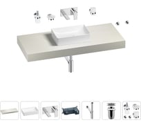 Раковина Wellsee 42 см со столешницей 120 смPure BY201010896 в наборе 9 в 1 201010896