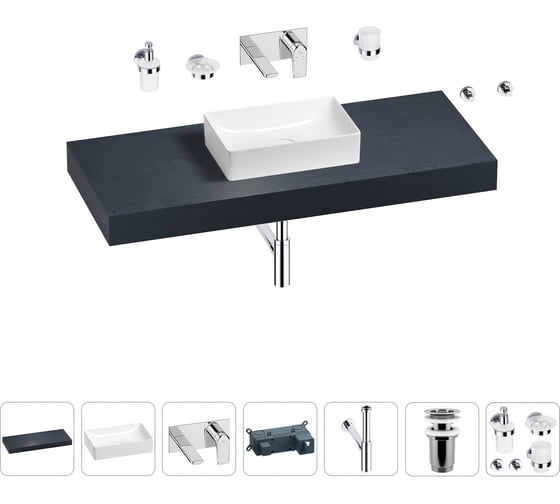 Раковина Wellsee 42 см со столешницей 120 смPure BY201010911 в наборе 9 в 1 201010911 1