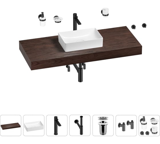 Раковина Wellsee 42 см со столешницей 120 смPure BY201010937 в наборе 10 в 1 201010937 1