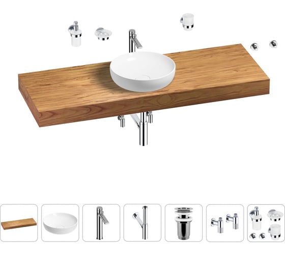 Раковина Wellsee 42 см со столешницей 140 смChalice Perfectionв наборе 10 в 1 201010396 1