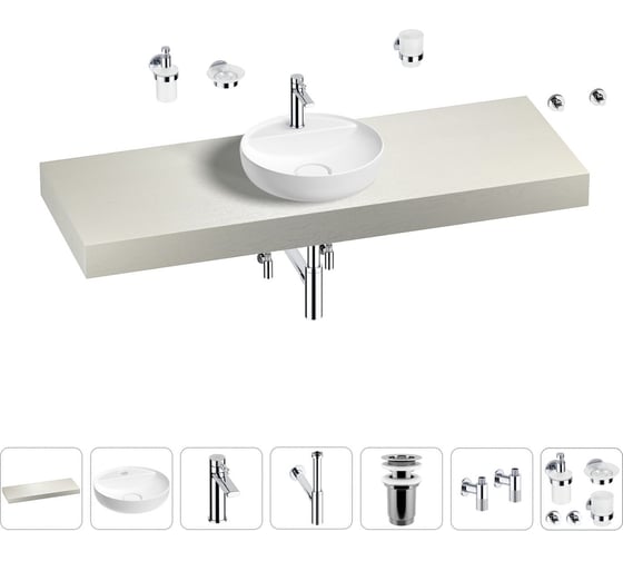 Раковина Wellsee 42 см со столешницей 140 смChalice Perfectionв наборе 10 в 1 201010656 1