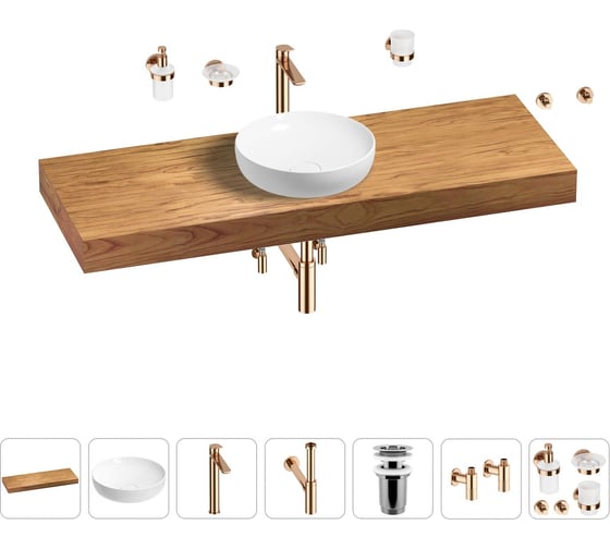 Раковина Wellsee 42 см со столешницей 140 смChalice Perfectionв наборе 10 в 1 201010394 1