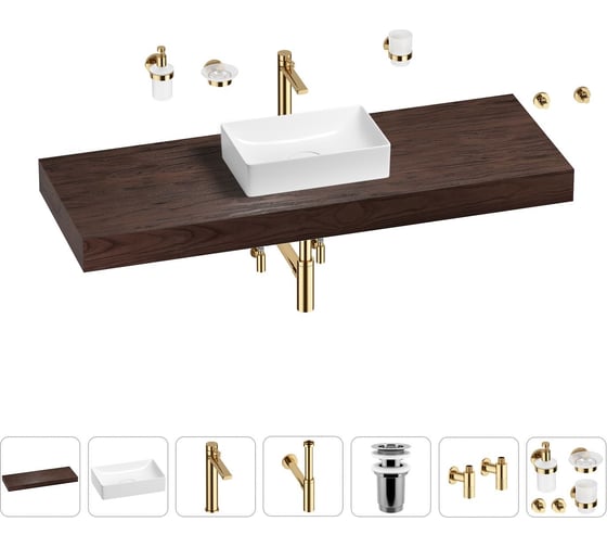 Раковина Wellsee 42 см со столешницей 140 смPure BY201011028 в наборе 10 в 1 201011028 1