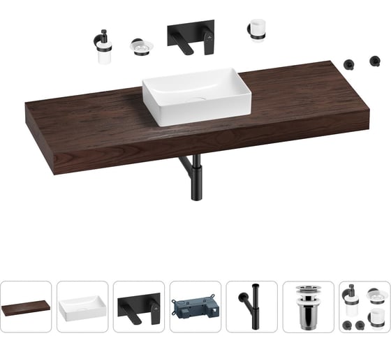 Раковина Wellsee 42 см со столешницей 140 смPure BY201011032 в наборе 9 в 1 201011032 1