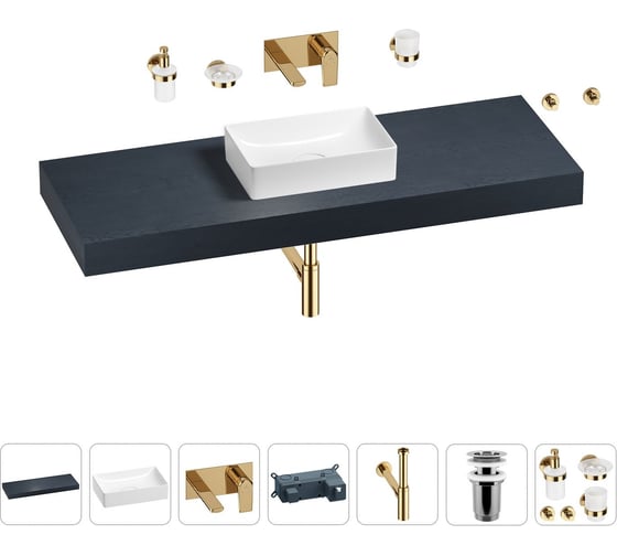 Раковина 42 см со столешницей 140 см Wellsee Pure BY Wellsee в наборе 9 в 1 201011003