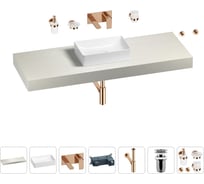 Раковина Wellsee 42 см со столешницей 140 смPure BY201010989 в наборе 9 в 1 201010989