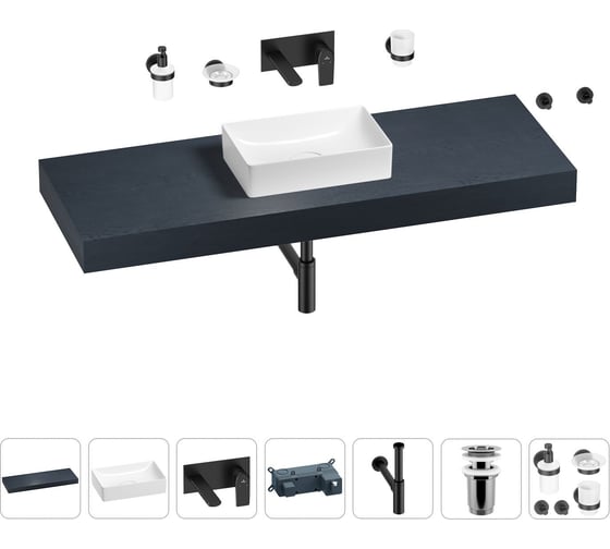 Раковина 42 см со столешницей 140 см Wellsee Pure BY Wellsee в наборе 9 в 1 201011002 1
