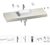 Раковина Wellsee 42 см со столешницей 140 смPure BY201010981 в наборе 10 в 1 201010981