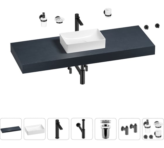 Раковина 42 см со столешницей 140 см Wellsee Pure BY Wellsee в наборе 10 в 1 201010997 1