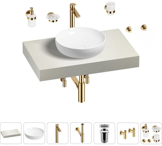 Раковина Wellsee 42 см со столешницей 80 смChalice Perfectionв наборе 10 в 1 201009993 1