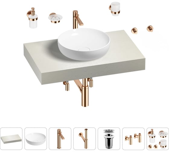 Раковина Wellsee 42 см со столешницей 80 смChalice Perfectionв наборе 10 в 1 201009999 1