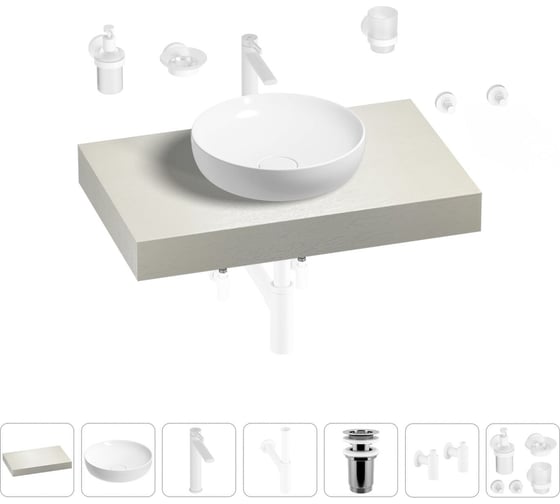 Раковина Wellsee 42 см со столешницей 80 смChalice Perfectionв наборе 10 в 1 201010000 1