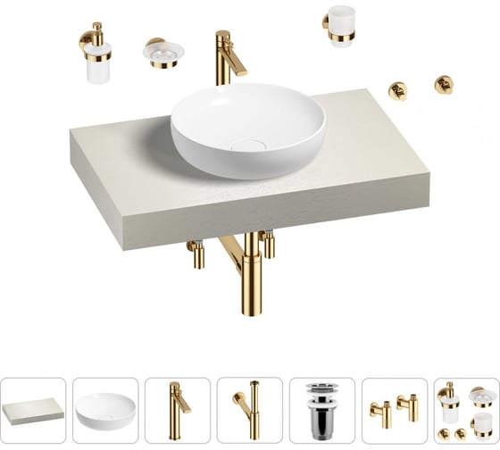 Раковина Wellsee 42 см со столешницей 80 смChalice Perfectionв наборе 10 в 1 201009998 1