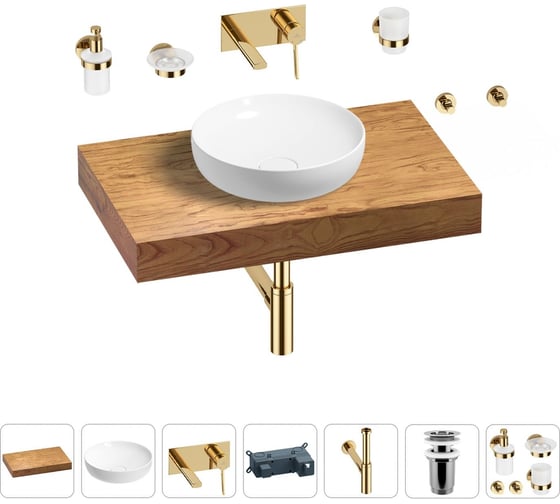 Раковина 42 см со столешницей 80 см Wellsee Chalice Perfection в наборе 9 в 1 201010048 1