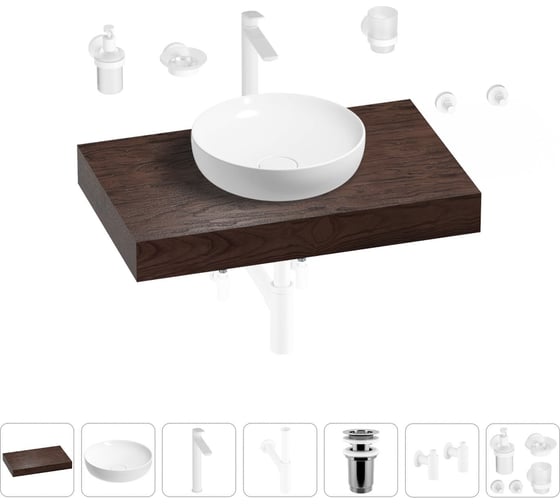 Раковина Wellsee 42 см со столешницей 80 смChalice Perfectionв наборе 10 в 1 201010055 1