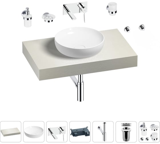 Раковина Wellsee 42 см со столешницей 80 смChalice Perfectionв наборе 9 в 1 201010006