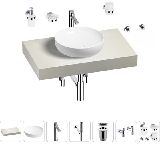 Раковина Wellsee 42 см со столешницей 80 смChalice Perfectionв наборе 10 в 1 201009996 1