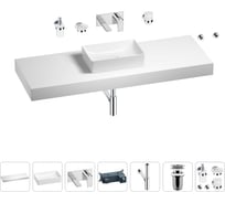 Раковина 42 см со столешницей 140 см Wellsee Pure BY Wellsee в наборе 9 в 1 201011046