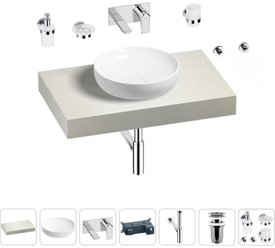 Раковина Wellsee 42 см со столешницей 80 смChalice Perfectionв наборе 9 в 1 201010001